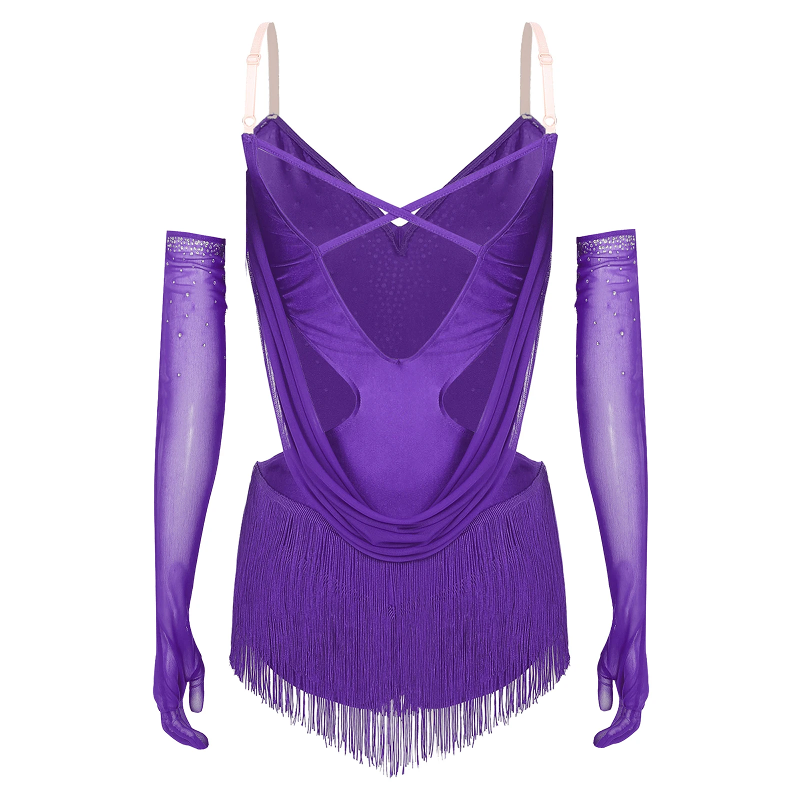 اللاتينية ملابس رقص الجمباز فستان الشكل التزلج Dancewear للنساء تشا تشا سامبا تانجو أداء الراين ارتداءها مع قفازات