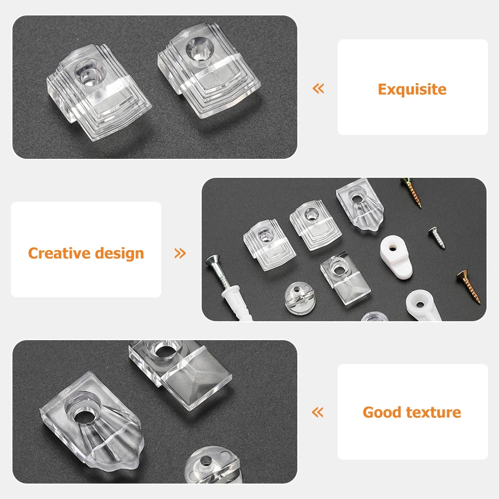 

22 Sets Glass Holder Clips Mirror Mounting Kit Transparent Plastic Durable Corrosion Resistant Smooth Surface Sturdy
