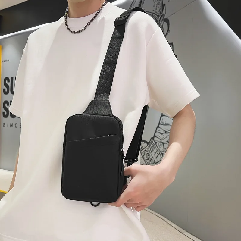 Men Solid Mini Sling Bag, Lightweight Waterproof Crossbody Chest Pack for Outdoor & Daily Use