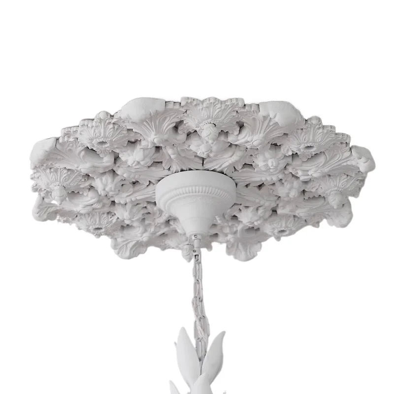 

French hollow carved plaster lamp plate Nordic ceiling modeling lamp holder decorative chandelier base disc