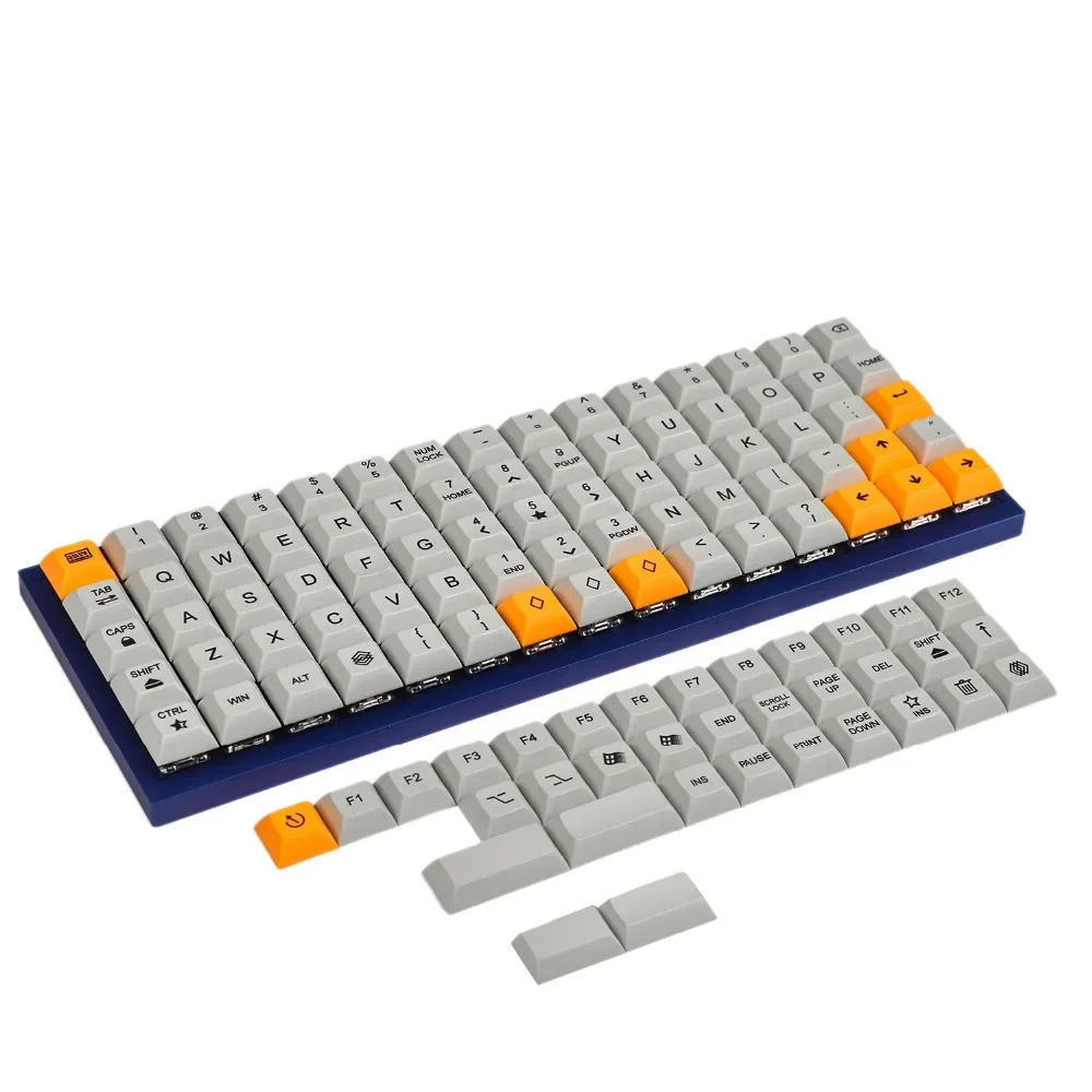 YMDK DSA Gray Orange 107 Keycaps Dye Sub PBT 1.4mm Thickness Ortholinear XD75 ID75 Planck Preonic Niu40 Corne Split46 Split 36