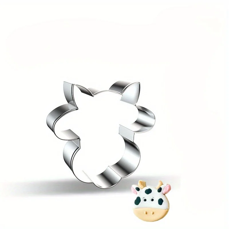2pcs Stainless Steel Cow Head Cookie Cutter for Farm-themed DIY Baking Tool for Cakes and Cookies