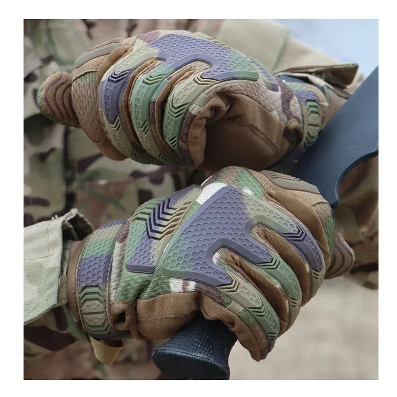 Tactical Full Finger Gloves Airsoft Shooting Camo Gloves Combat Protective Hiking Hunting Touch Screen Mittens