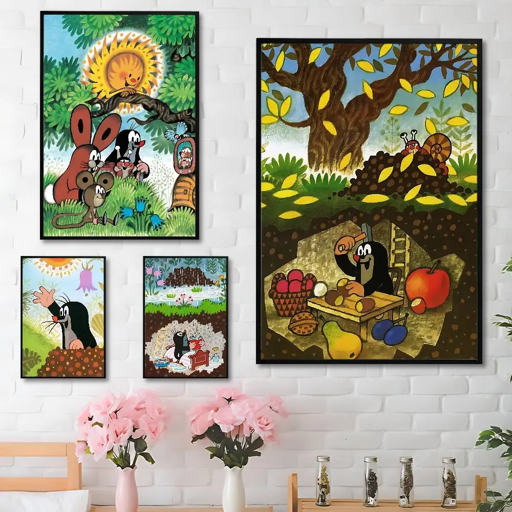 

T-The Little Cute M-Moles Club Bar Paper Vintage Poster Wall Art Painting Bedroom Study Stickers