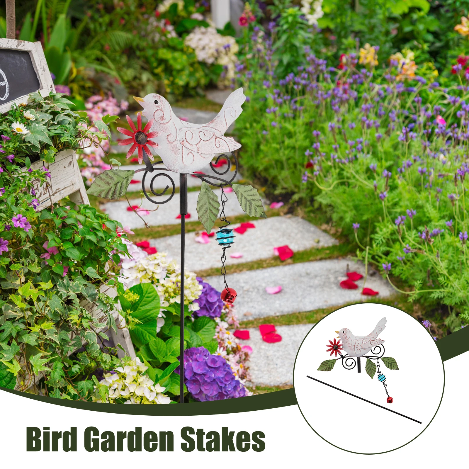 

Colorful Metal Stake Lawn Ornament Outdoor Rustic Style Craft Iron Craft Backyard Decor Garden Ornament Yard Bird Stake Metal