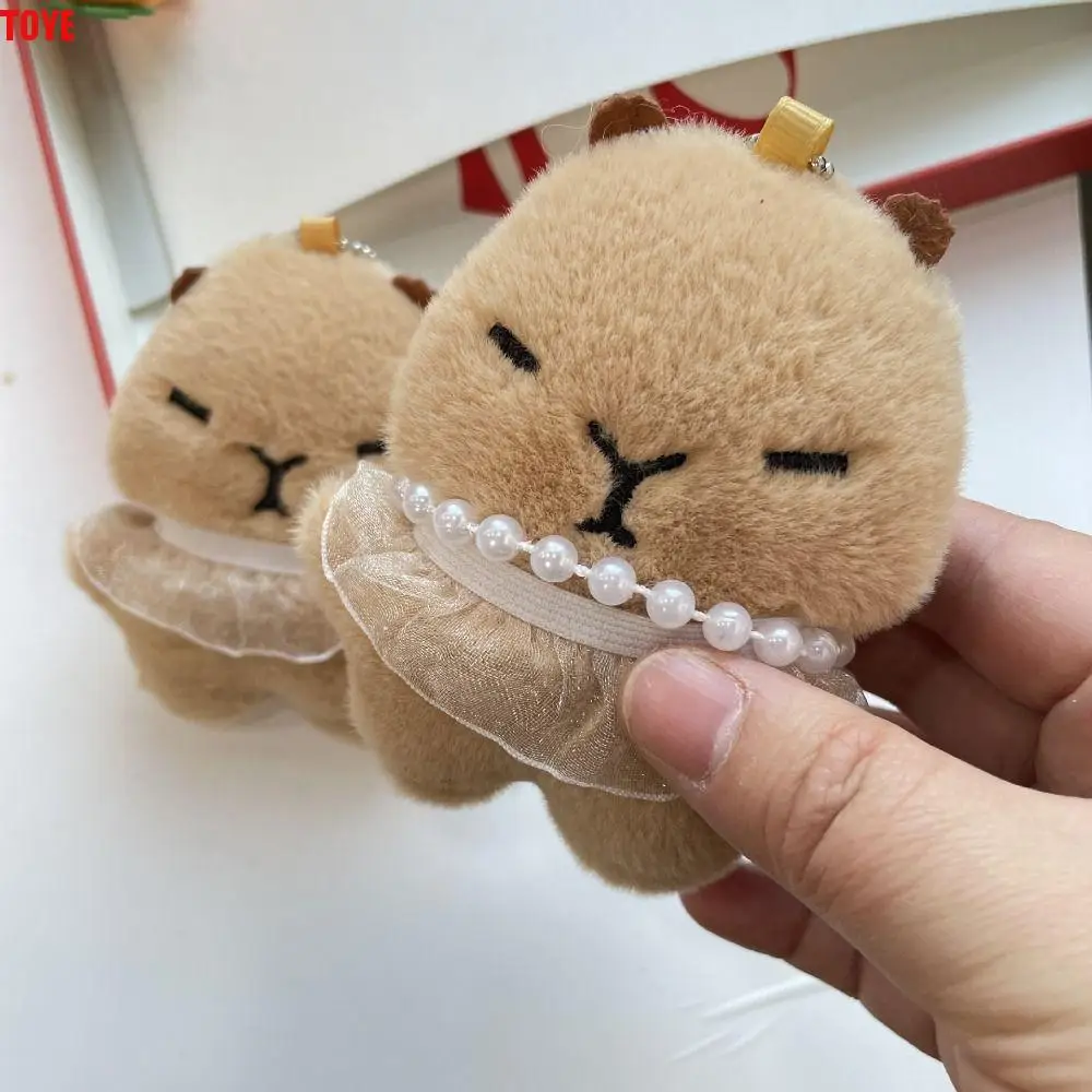 Cute Cartoon Tutu Capybara Keychain Plush Stuffed Toys Plush Doll Keychain Soft Guinea Pig Pendant Hanging Accessory