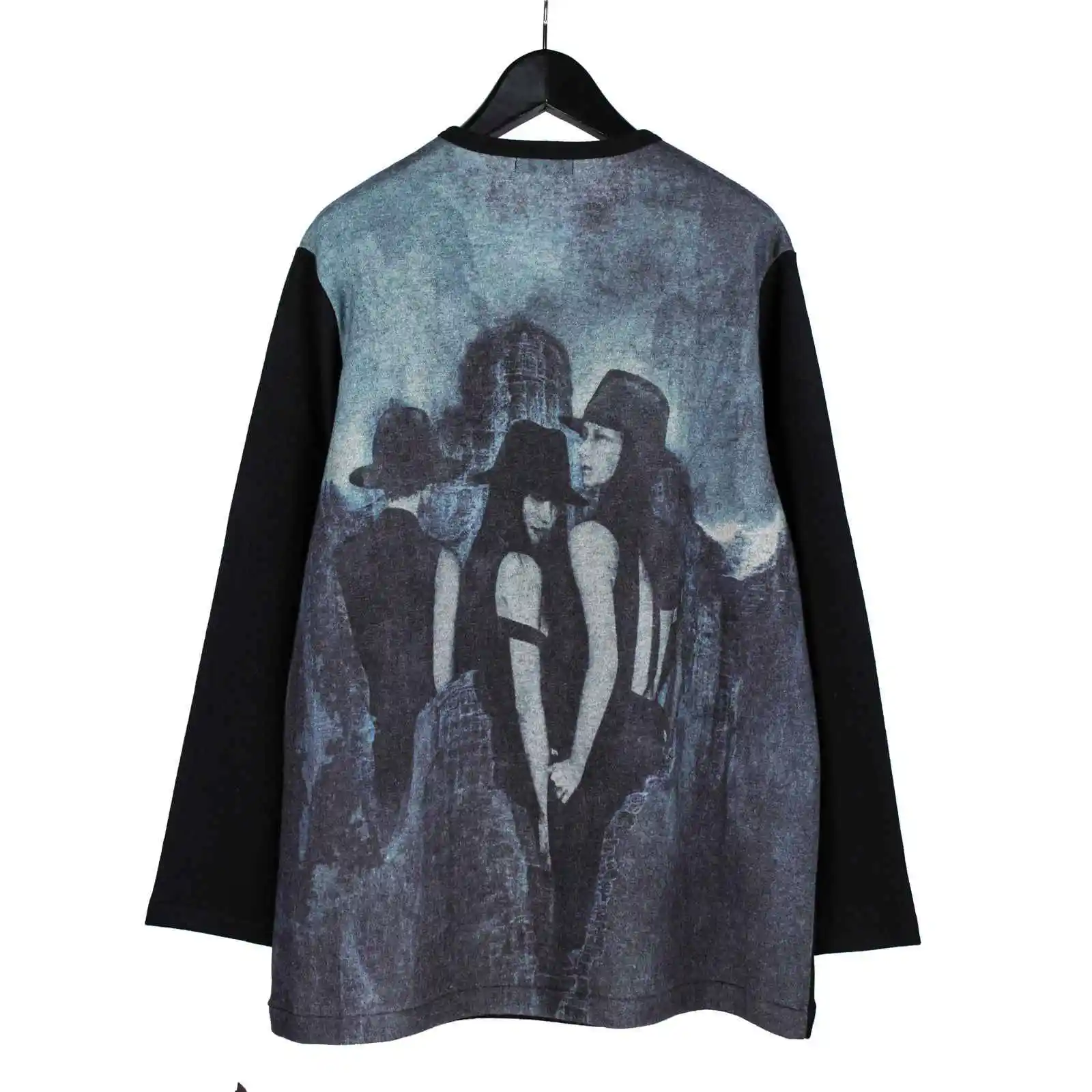 

TOP-YAMAMOTO original design dark-themed retro niche designer printed pure cotton loose long-sleeved T-shirt