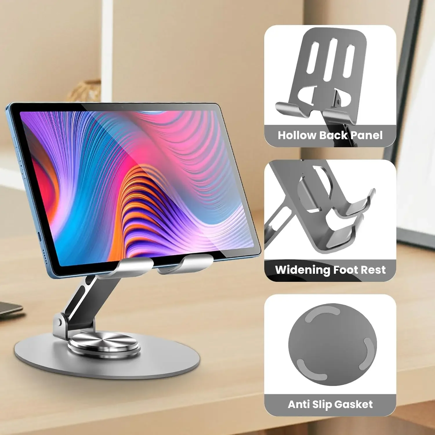 

Universal Metal Phone Stand 360° Rotation Multi-Angel Adjustable Non-Slip Compatible with All Smartphones