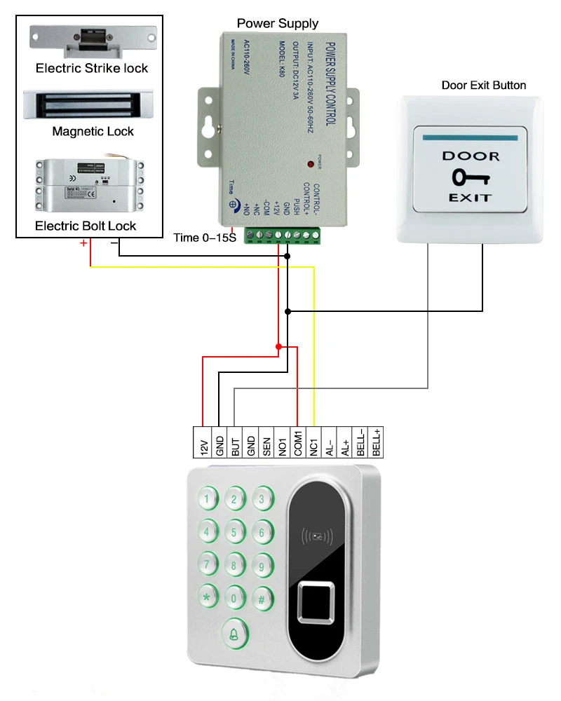 ZK X9 Biometric Fingerprint Access Control System Standalone 125KHz RFID ID Card Reader Password Keypad Door Entry Security