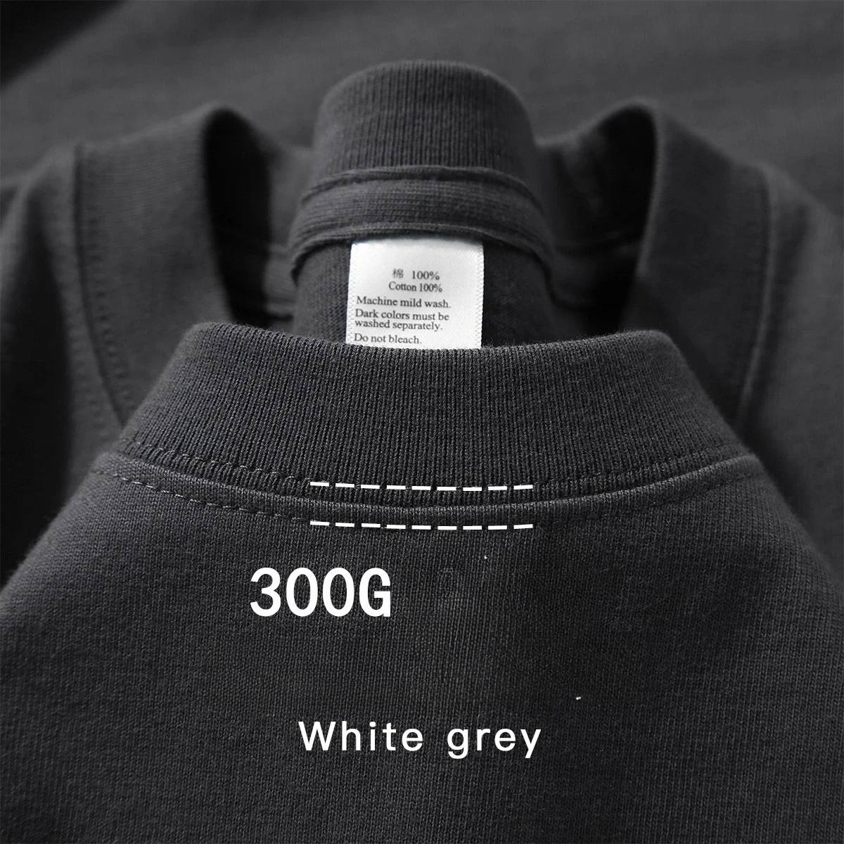 Beige 300g Heavyweight Cotton Short Sleeved T-shirt Summer Round Neck Loose and Base Shirt for Men Women Basic Tee image 5