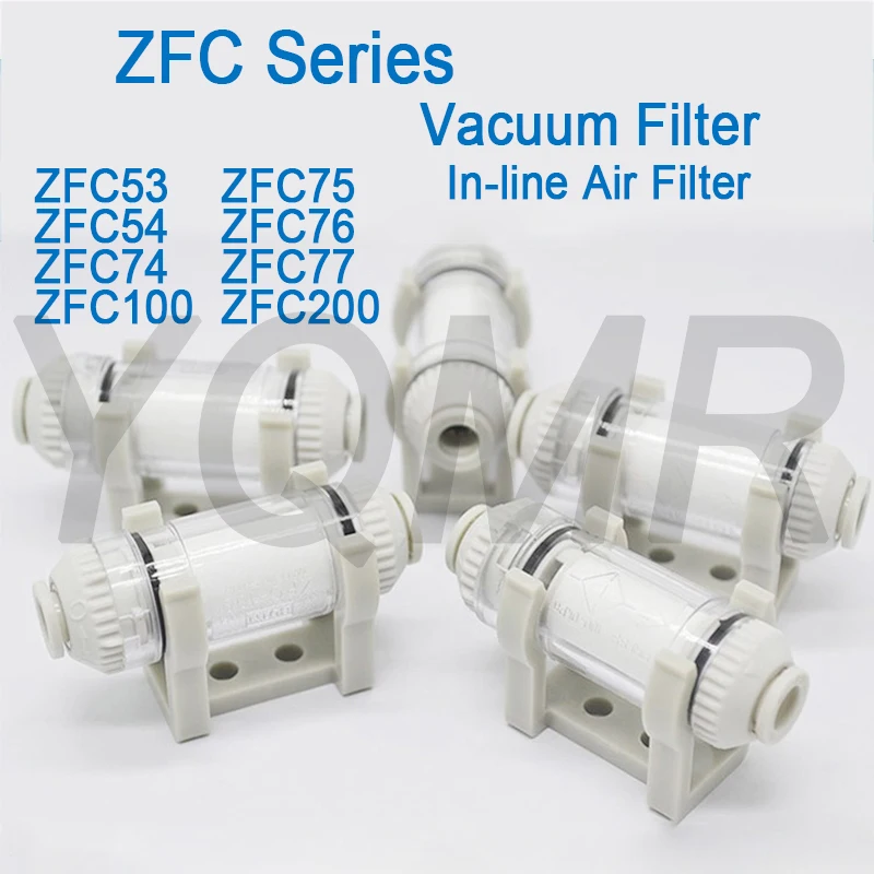 SMC ZFC Vacuum Filter ZFC100-04B ZFC200-06B 08B ZFC53 ZFC54 ZFC74 ZFC75 ZFC76 Pipeline Pneumatic In-line Air Filter ZFC77-B