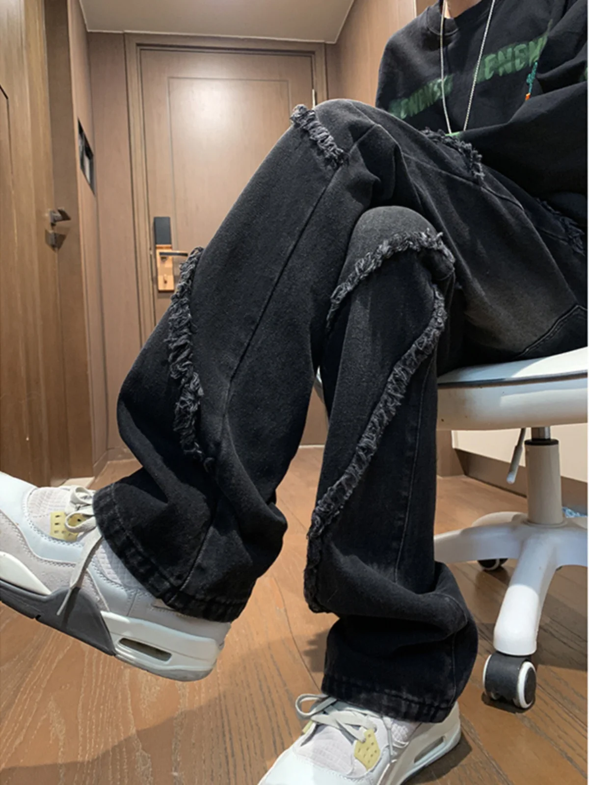 

Мужские джинсы American Sle Vintage Slim Fit Distressed, весна-осень, прямые, с легким расклешением, в стиле High Street