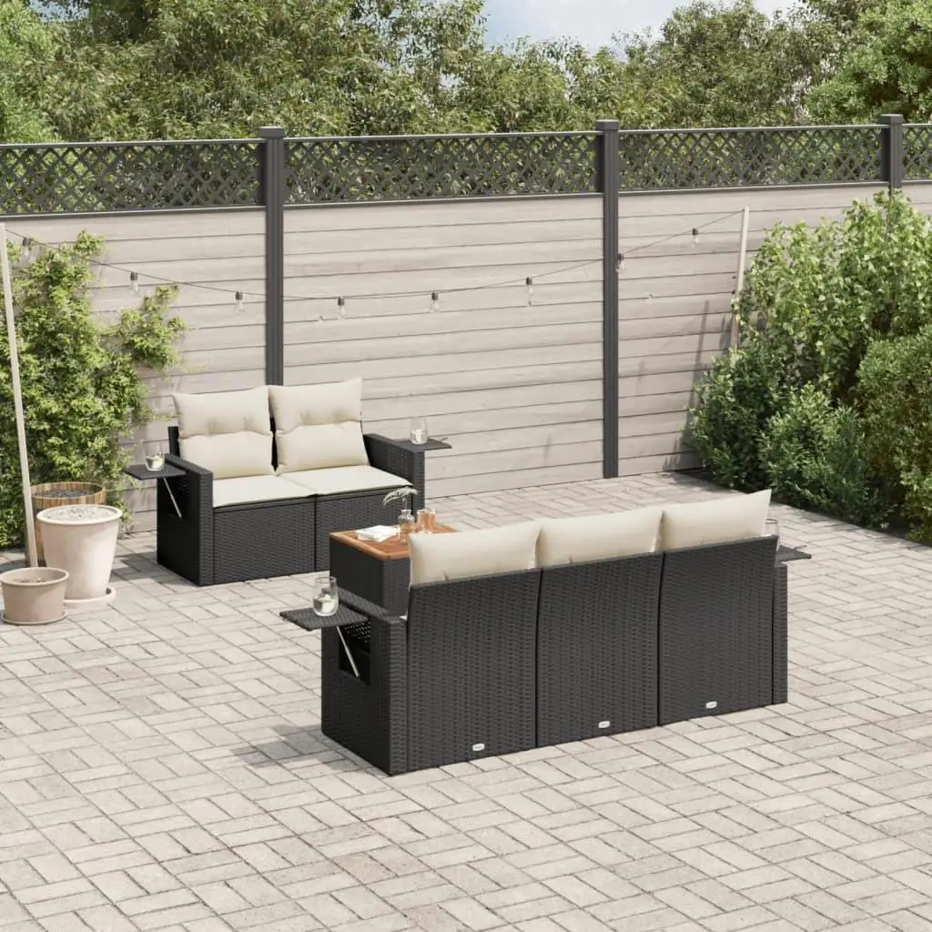 

Black Cream White Garden Sofa Set Outdoor Furniture Stylish Patio Seating Comfortable Cushions Relaxation Area Decor