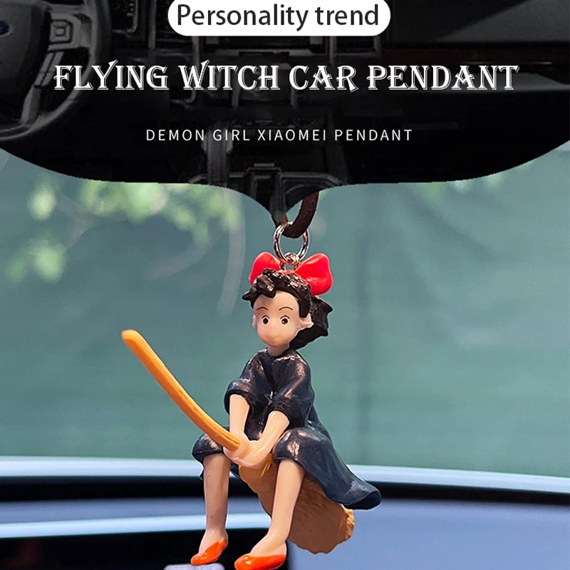 Niedlicher Hexenbesen, Auto-Charm, verstellbares Seil, rutschfest, Rückspiegel, Dekor, magisches Thema, hängende Verzierung, Geschenk