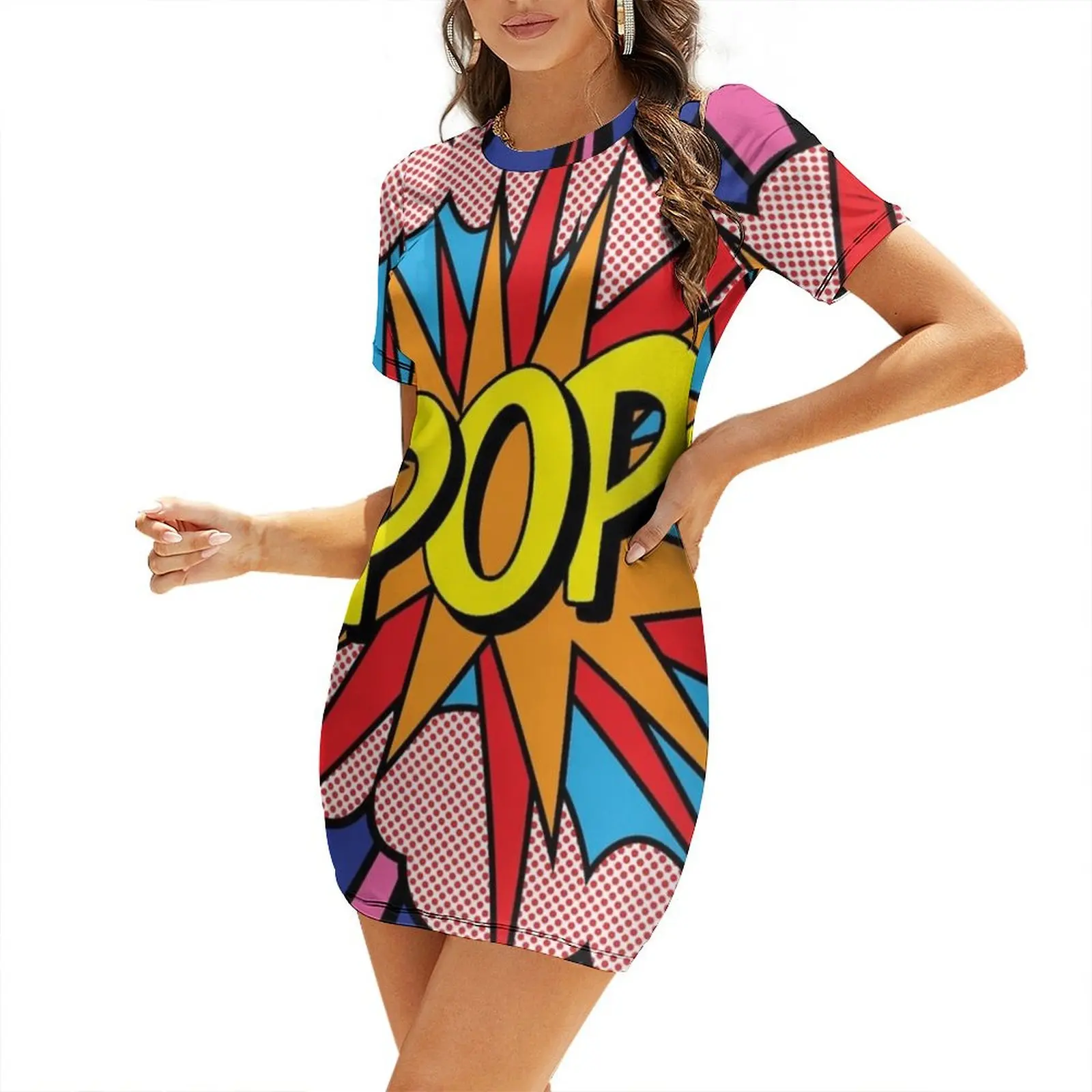 

Pop art Short Sleeved Dress summer dresses women 2025 elegant guest wedding dress long dress women summer