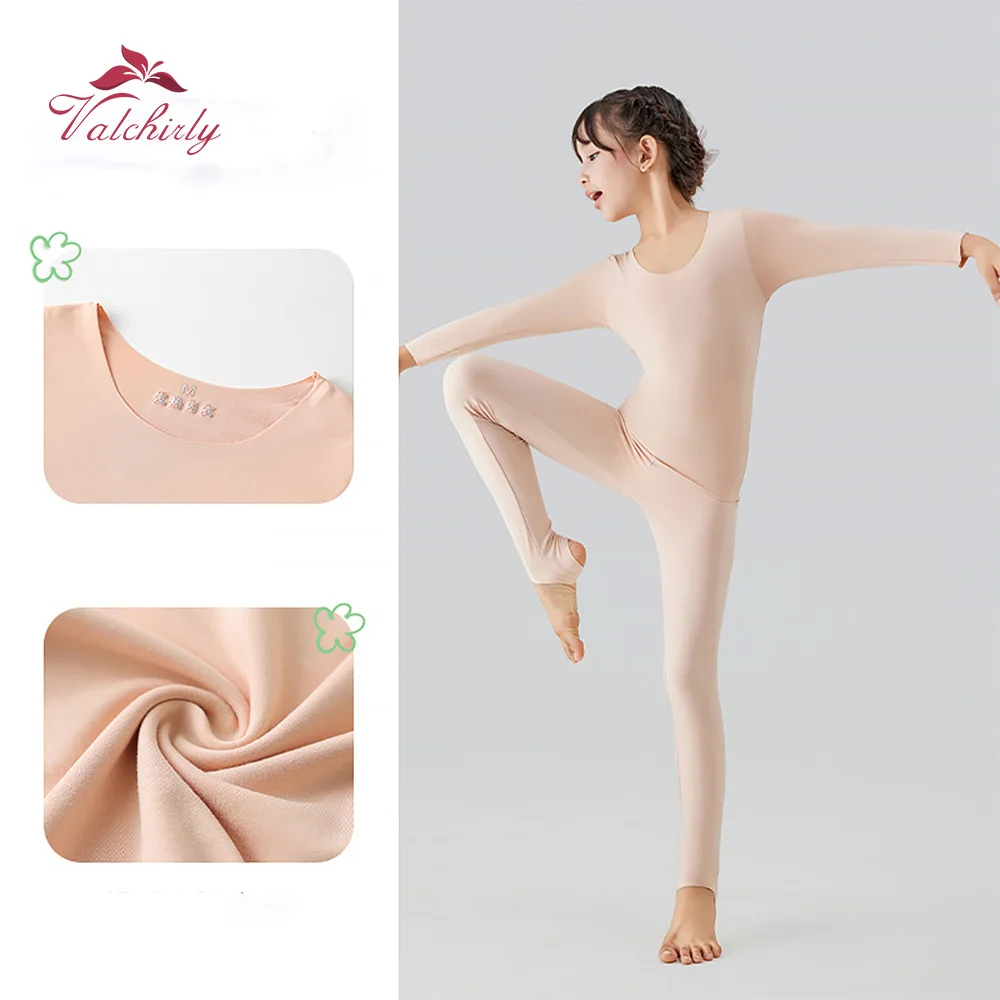Roupa interior térmica da menina roupas de inverno sem costura lingerie quente conjunto de roupas térmicas 2 peças para crianças de dança
