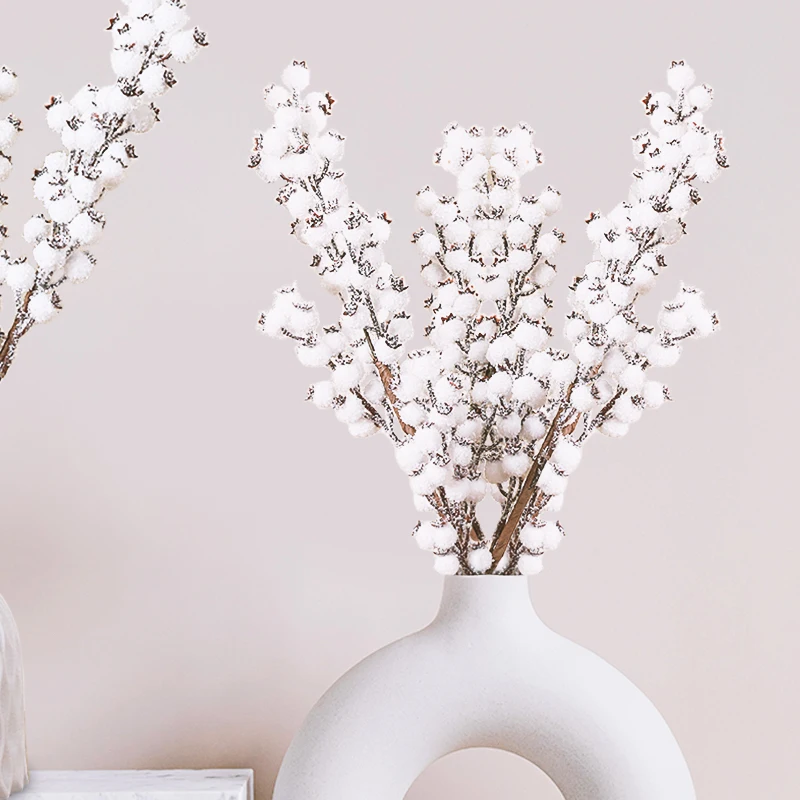 

1pcs Artificial White Berries Stems Christmas Berry Branches For Flowers Arrangements&Home DIY Crafts Xmas New Year Noel Navidad