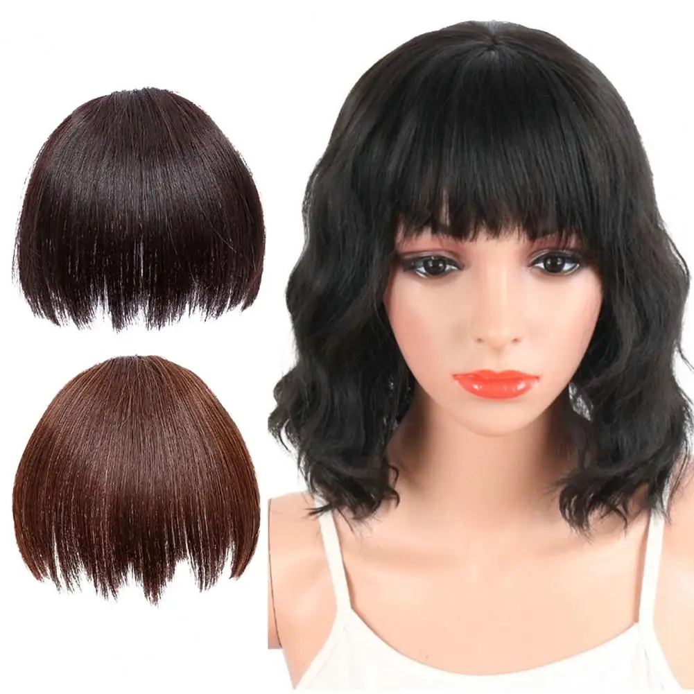 15cm Fake Bangs realistico Fluffy Natural Seamless No basette strumento per il trucco ad alta temperatura Silk Comic frangia irregolare per ragazza