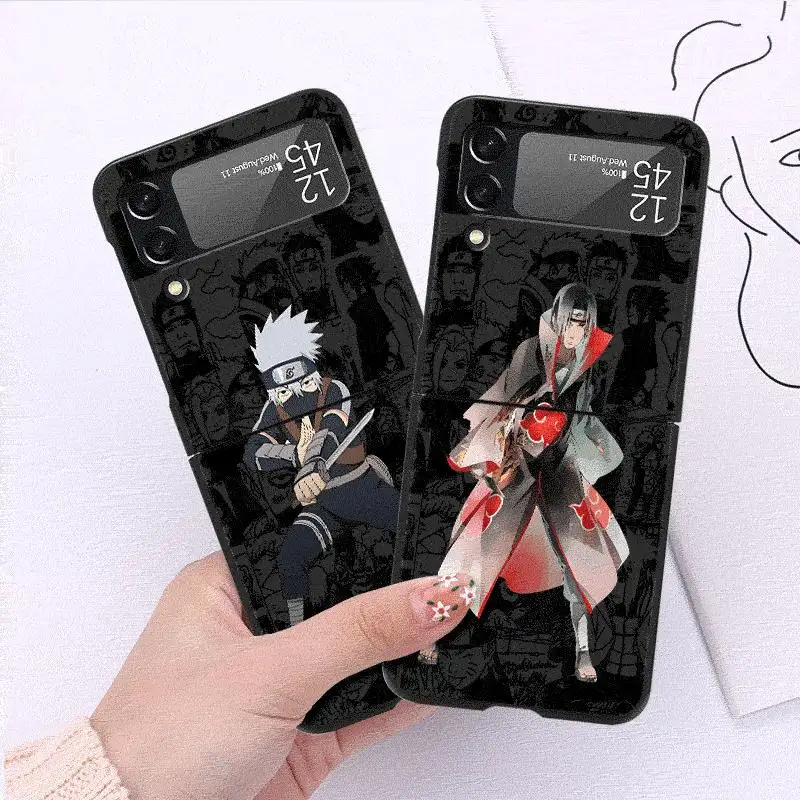 Cool Anime NARUTOS Case for Samsung Galaxy Z Flip 4 3 5 5G Flip Shockproof Capa 6.7 Inches Black Hard PC ZFlip 4 Phone Cover