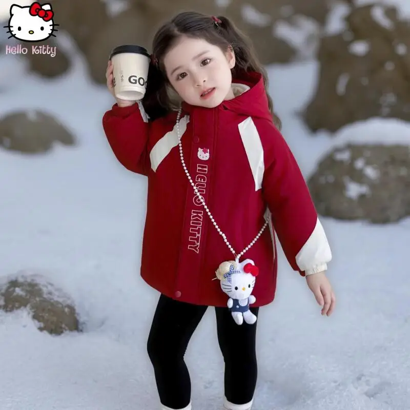 

Новая теплая куртка Kuromi для девочек, осенне-зимняя кавайная новая утолщенная модная повседневная съемная куртка с героями мультфильмов в стиле аниме, топы Sanrio