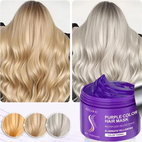 Keratin Purple Hair Mask Gray Color Fixing Hair Fading Yellow Bleach For Hair Repair Cover Grey Blonde Hair Smoothing Hair 100g
