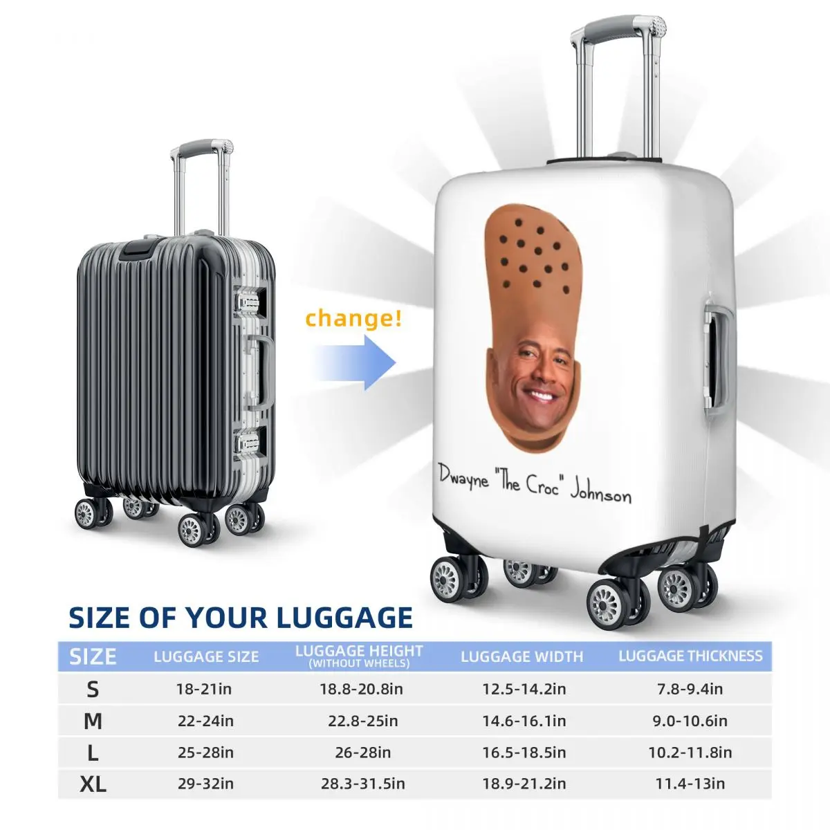 Fundas protectoras para maletas de viaje, divertidas y personalizadas, Dwayne The Croc Johnson