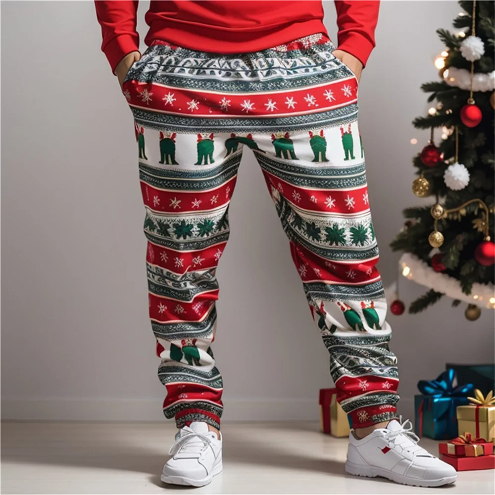 

2024 AliExpress Europe And The United States Cross-Border New Men's Sports Pants, 3D Digital Printed Christmas Casual Pants, Aut