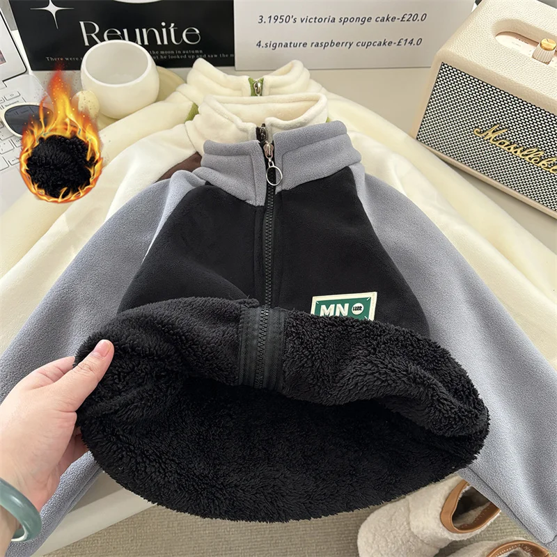 1-14Y بنين بنات سترات سميكة الأطفال أفخم المخملية البلوز معاطف الاطفال الشتاء الصوف الملابس الجديدة المراهقين مبطن ملابس خارجية