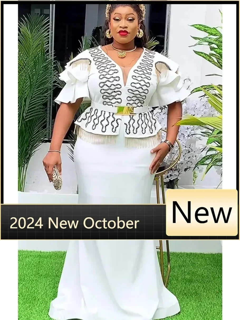 

Elegant African Dresses for Women 2024 New Africa Clothing Plus Size Turkey Wedding Party Long Dress Dashiki Ankara Outfits Robe