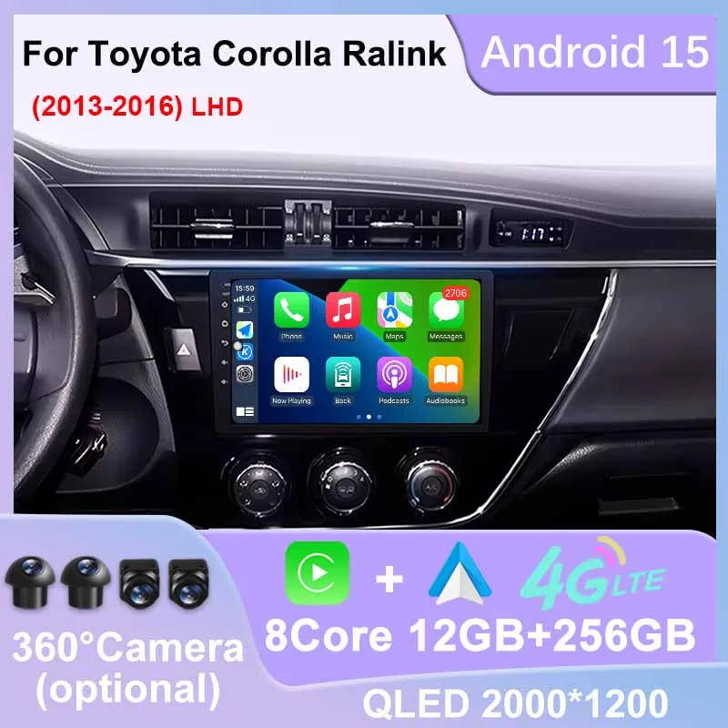 

For Toyota Corolla Ralink LHD 2013 - 2016 CarPlay Car Radio Multimedia Player WIFI 4G GPS Navigation DSP Stereo QLED Screen