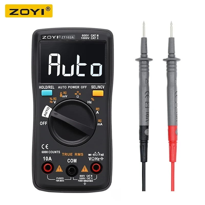 ture Ohm HZ NCV Tester Digital Multimeter ZT102A True RMS Auto Range zoyi Multimetro Voltmeter Ammeter Capacitance Tempera