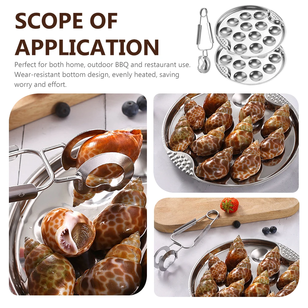 

12 Holes Escargot Snail Dish Roaster Pan Baking Tray Seafood Serving Set Appetizer Serving Tongs Kitchen Snail Dish Utensils
