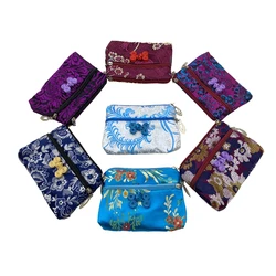 Women's Coin Purse Creative Mini Small Wallet Zipper Clutch Bag Retro Brocade Double Layers Lady Girl Key Bag Change Purses