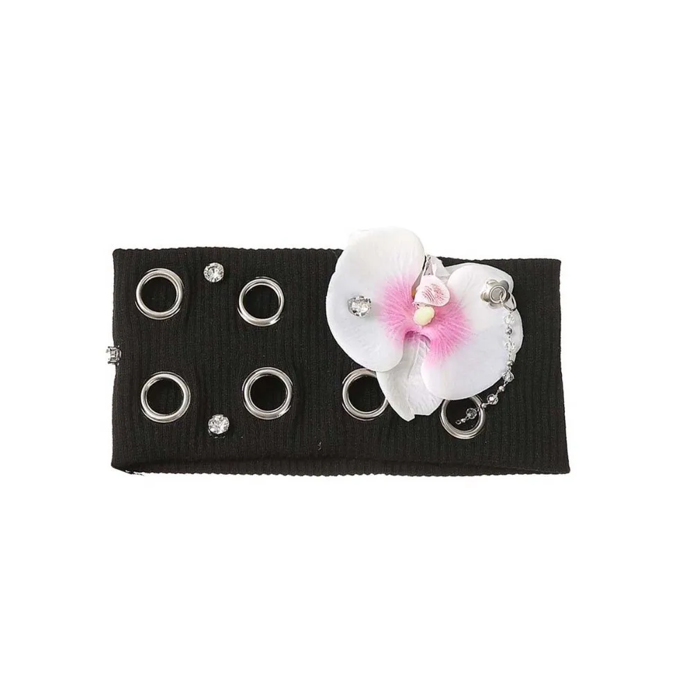 

Hibiscus Butterfly Orchid Knitted Hairband Hollow Out Hip-hop Flower Elastic Headband Breathable Punk Style