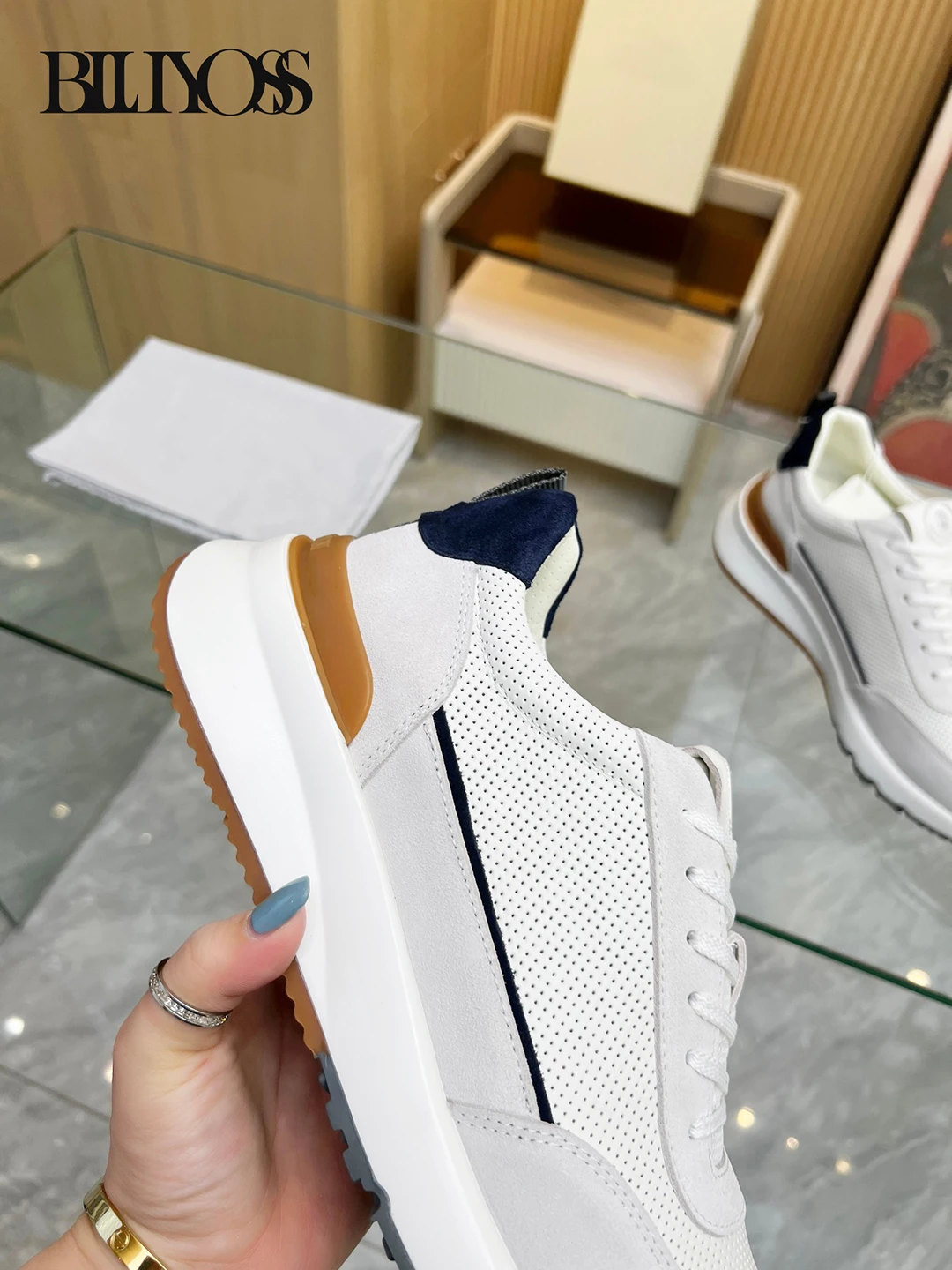 BLLIYOSS Shoes Calf leather stitching 2023 new fashion Sports comfort high quality outdoors  European big size 38-45 old money