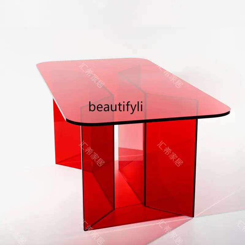 Acrylic Rectangular Coffee Table Women's Clothing Store Design Transparent Rest Area Table