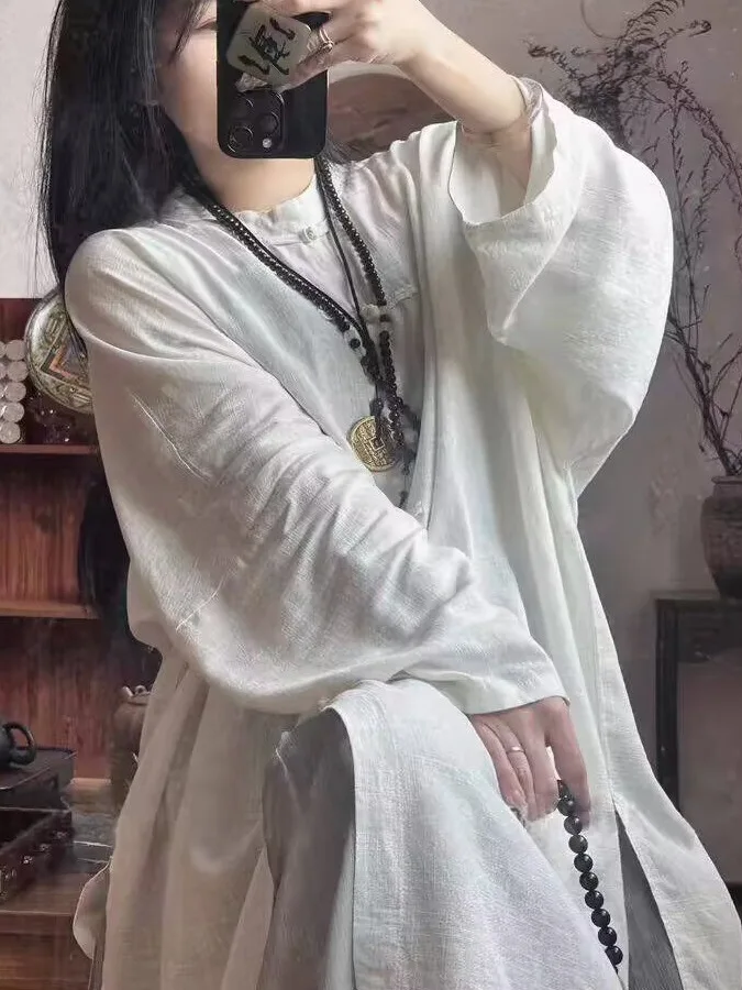 

Новое китайское тонкое хлопково-льняное свободное пальто для женщин в стиле ретро с пуговицами, средней длины, с длинными рукавами, верхняя одежда