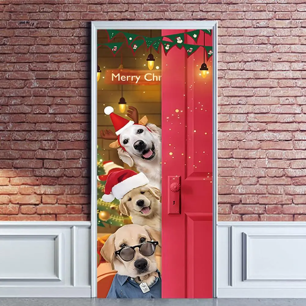 

Festival Decoration Cloth Festive Doorway Decoration Christmas Tapestry Festive Santa Claus Bell Dog Print for Indoor/outdoor