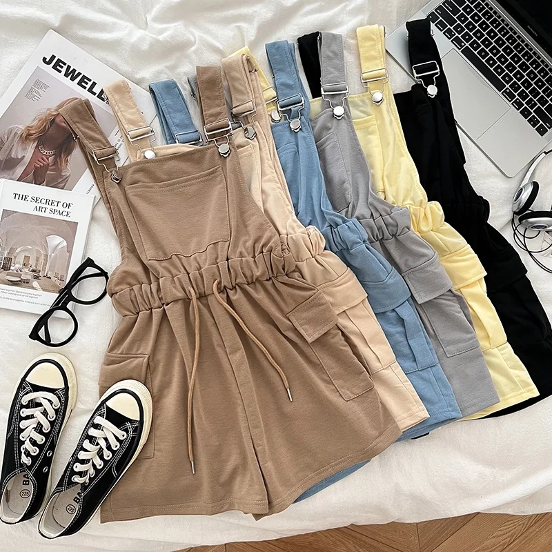 

Модный женский комбинезон с поясом и бретелями, повседневный летний комбинезон с высокой талией, укороченный, для работы и отдыха