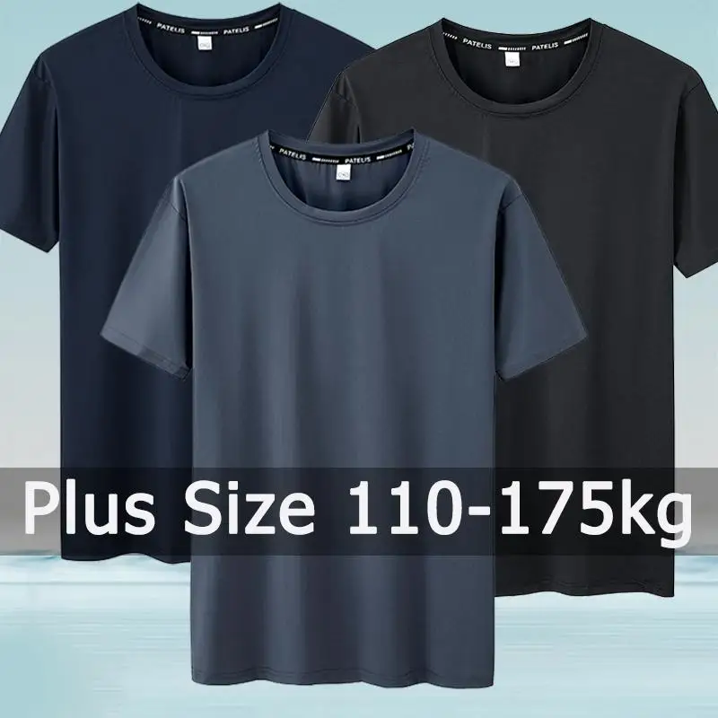 5XL 6XL 7XL T-shirt Men Plus Size Tees 110-175kg Quick Dry Breathable Fitness Running Round Neck Short Sleeve Oversized Tops