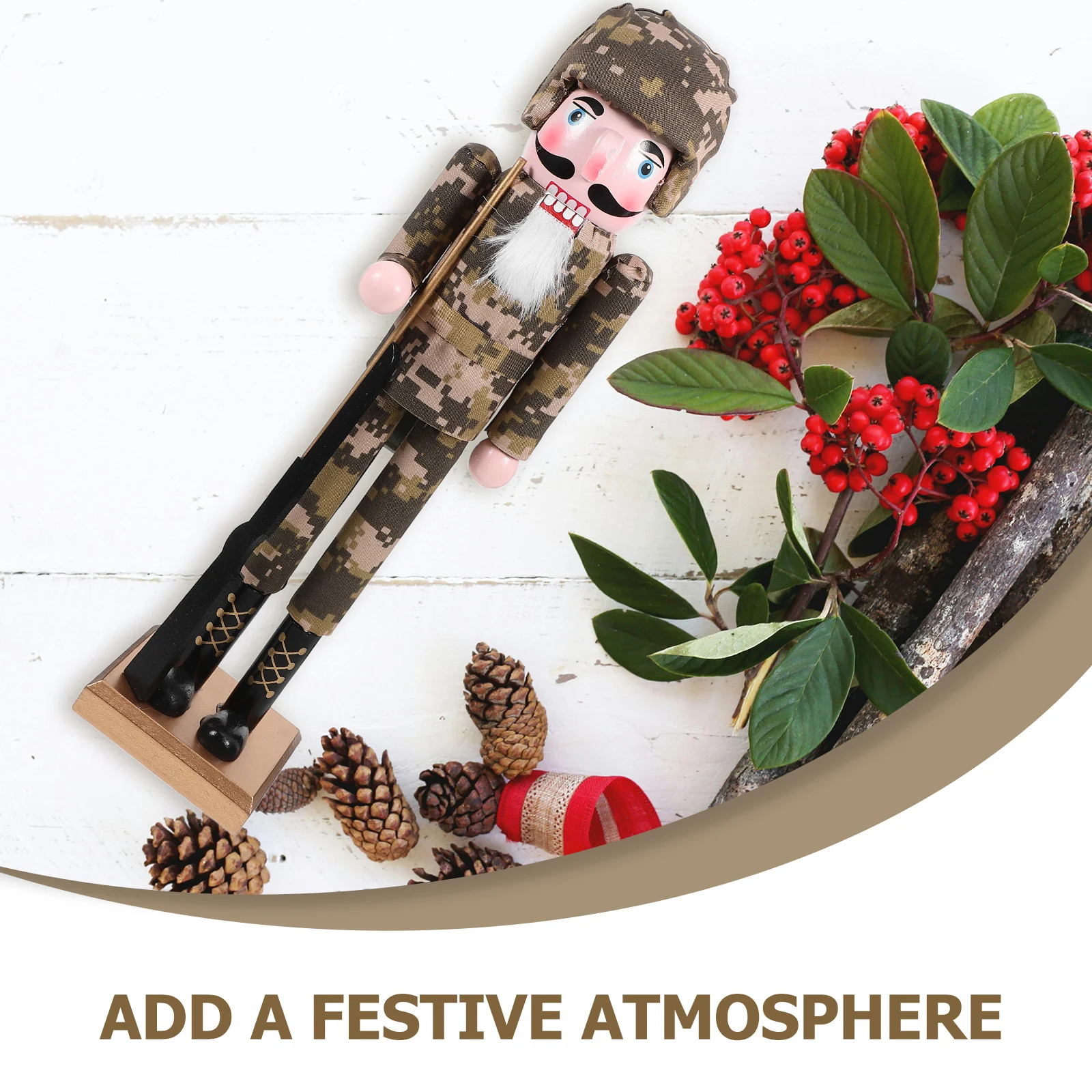 

Traditional Wood Nutcracker Figure Christmas Decoration for Home Shelf Desktop Holiday Theme Xmas Ornament Craft