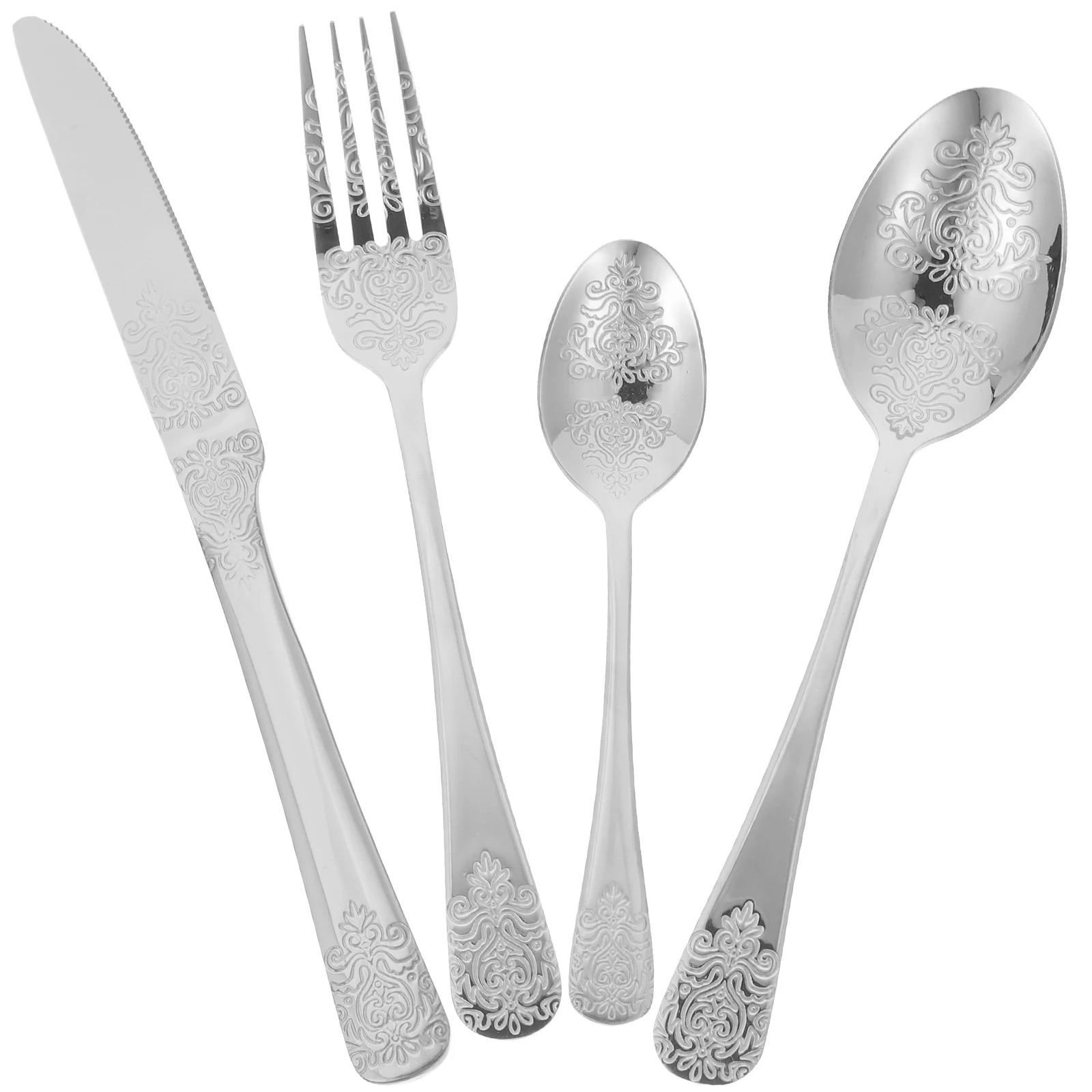 

Stainless Steel Cutlery Set Spoon Fork Knife Home Dinnerware Silverware Modern Practical Kitchen Tableware