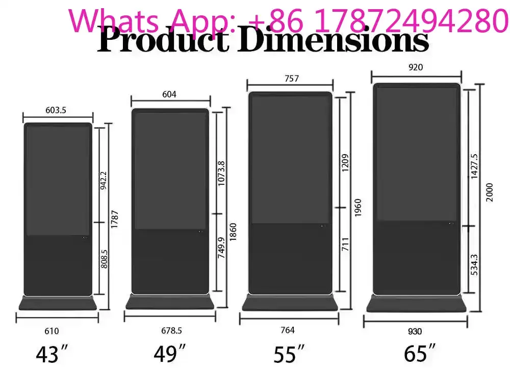 

Floor Standing 43-65 Inch Android LCD Touch Kiosk Digital Advertising Display