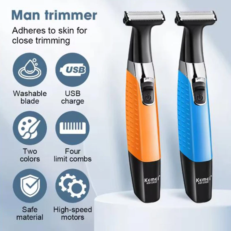 Kemei 1910 ماكينة حلاقة كهربائية مقاومة للماء للمناطق الحساسة ماكينة حلاقة احترافية لإزالة شعر الوجه والجسم #6