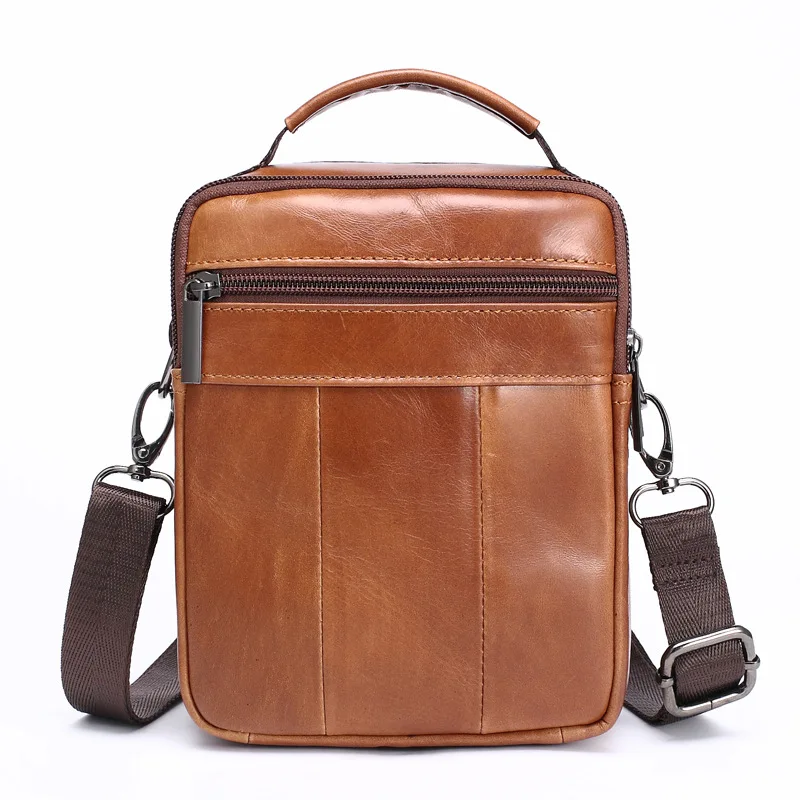 Vintage Genuine Leather Men's Shoulder Bag High Quality Cowhide Male Messenger Bag Mini Casual Crossbody Bag Fashion Handbag