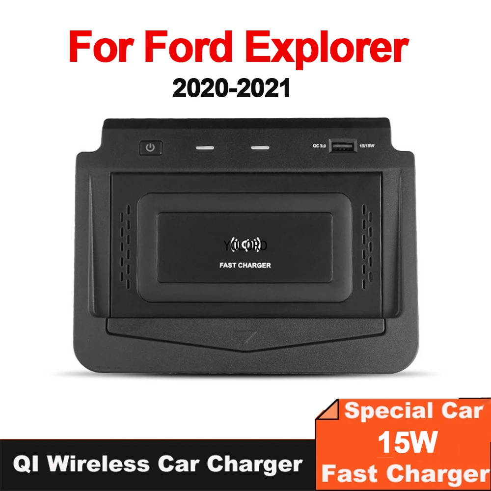 15W Car Wireless Phone Charger Fast Charger Charging Panel Pad Phone Holder for Ford Explorer 2020 2021