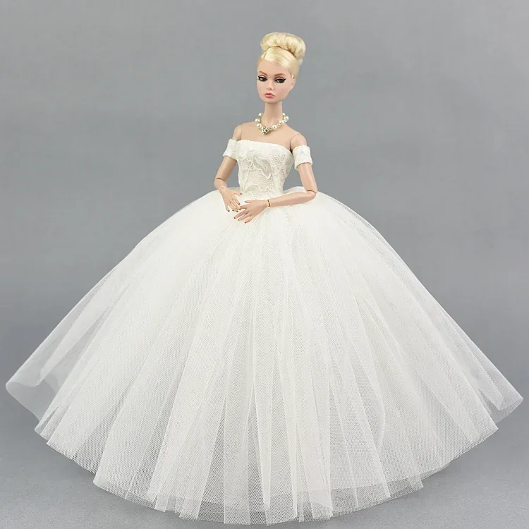 Wedding Dress For Barbie Doll 1/6 BJD Party Evening Gown Bubble skirt Clothing Outfit Accessories vestiti white black