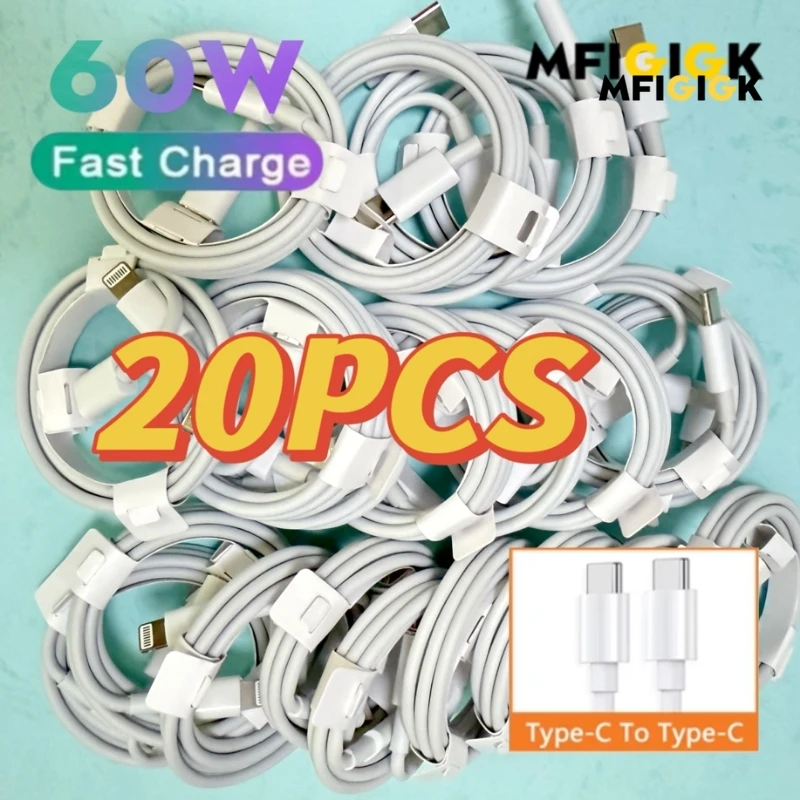 

MFIGlGK 20x Lot 60WType C to Type-C Cable PD Fast Charger For Samsung IPhone 15 Premium Charging Cable Set - Fast Charging Up6A