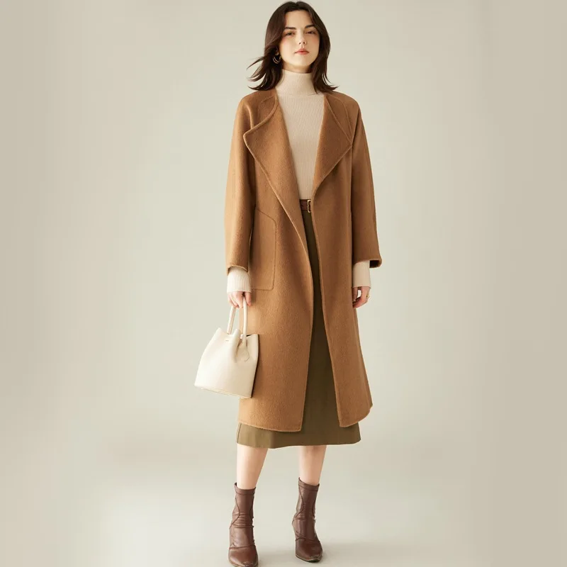 معطف شعر الجمل 100% عالي الجودة للنساء على الوجهين من الكشمير الصوفي #4