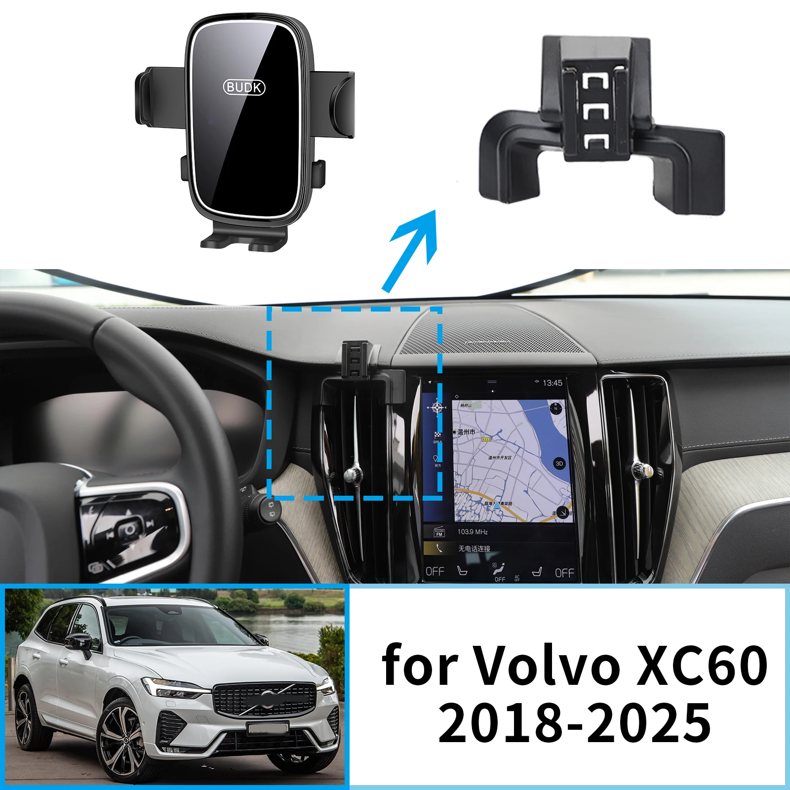 

Accessories Car Mobile Phone Holder for Volvo XC60 2018~2025 GPS Bracket Navigation Stand Auto